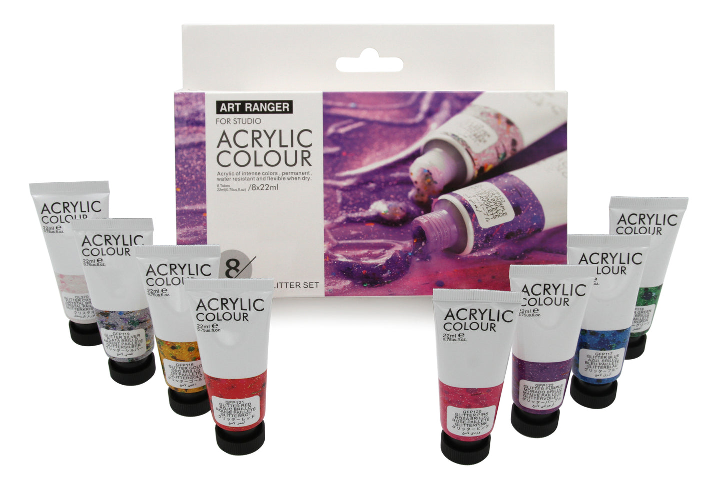 8x22ml Set MAGI®-Studio Glitter Acryl