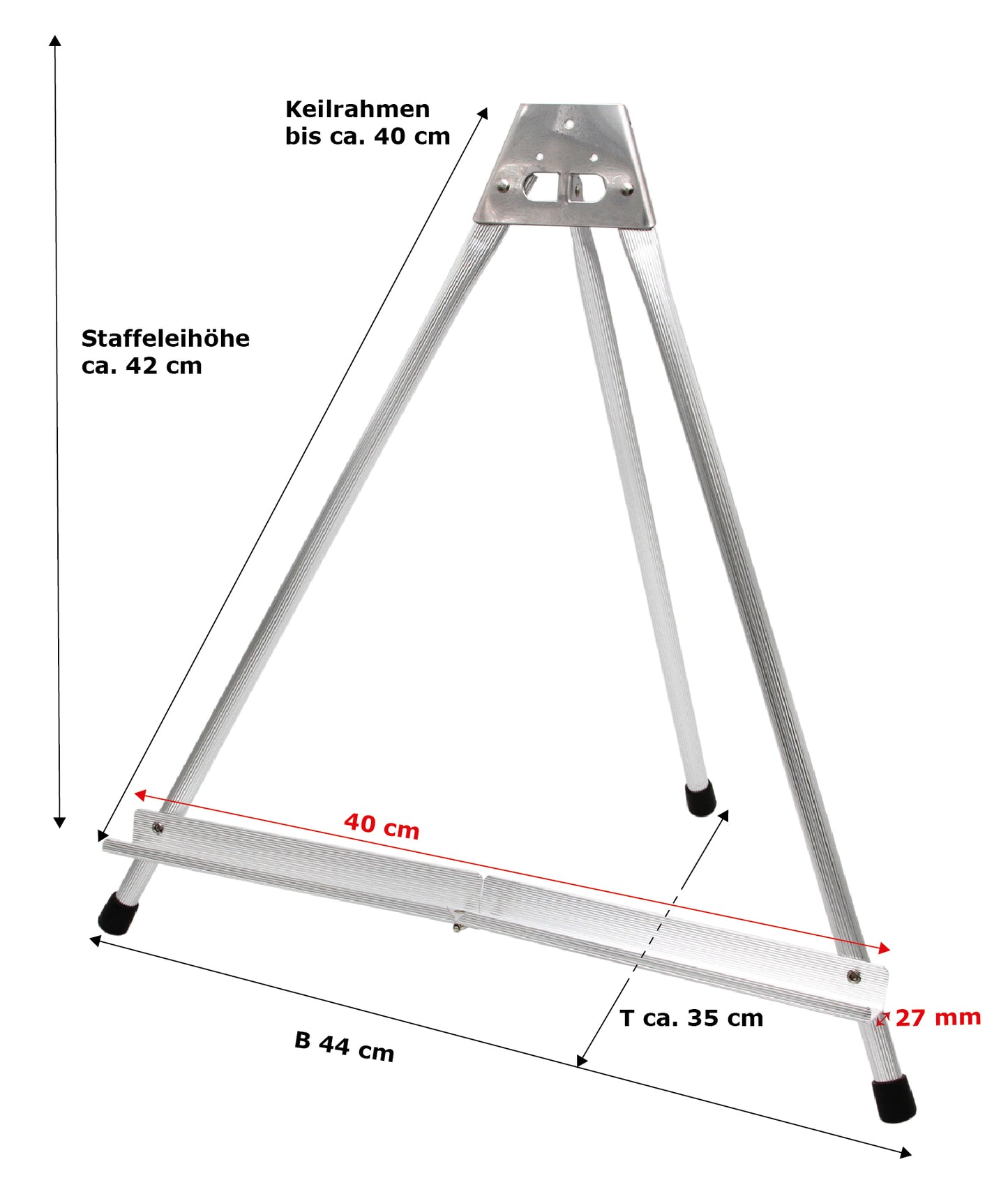 Tischstaffelei Display Alu silber