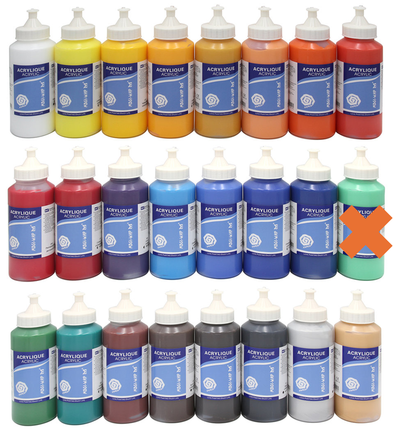 23x500ml Set Colours Acrylfarben